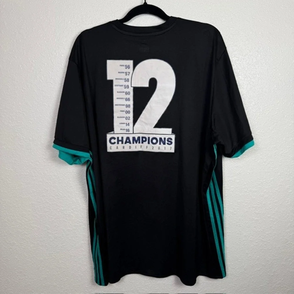 Adidas Real Madrid‎ 2017/2018 Away Jersey 12 Champions Cardiff 2017 Black 3XL